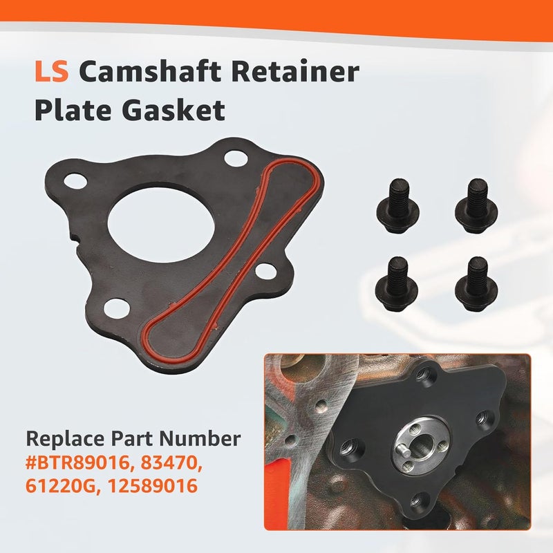 CHARMKER Timing Cover Gasket Set & Camshaft Retainer Plate Gasket Fits 4.8L 5.3L 5.7L 6.0L 6.2L LS Gen III IV V Engine - LS1 LS2 LQ4 LQ9 LS3 L92 L94 L76 L77 LY6 L96 Replace# TCS45993 12633904 12589016 - Image 4